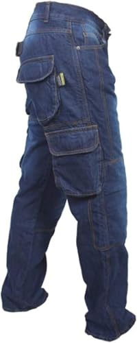 Rider Protec® Herren Motorradhose Jeans Cargohose mit Hüft- und Knieprotektoren und schützendem Aramid-Futter Bikerhose für Rennfahrer RP-IM-GRP