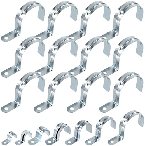 Swpeet 20Pcs 2-1/2(63mm) Zinc Plated One Hole EMT Pipe Strap Kit, Pipe Straps U Bracket Tube Strap Pipe Clamp 1 Hole Snap On Pipe Strap Conduit Clamps Tension Clips for Fixing EMT Conduit Pipe