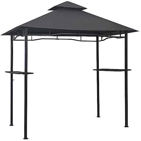 WenjingqiUK Grillpavillon für den Außenbereich, 240 x 150 x 255 cm, Stahlrahmen, anthrazit, wetterbeständig, ideal für Grillpartys und Veranstaltungen
