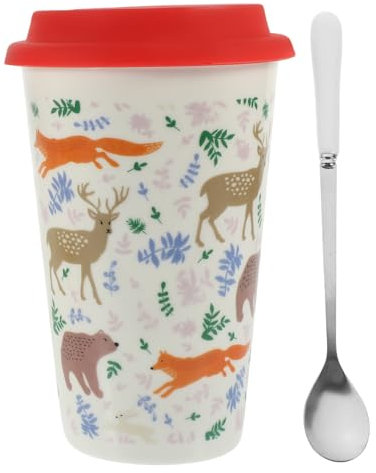 Levemolo Weihnachtstasse Aus Keramik Mit Silikondeckel Kaffeetasse Teetasse Trinkbecher Für Kaffee Milchtee Wasser Getränke Home Büro Becher Ohne Griff
