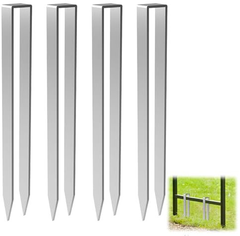 Rose Arch Ground Anchor, Set of 4 Rose Arch Metal Pegs, Stable, 30 cm U-Shaped Tent Pegs, Silver Ground Spikes, Ground Hooks, Metal for Weed Control Fabric, Garden Fleece, Fence & Net