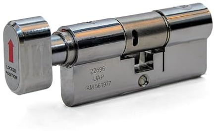 UAP Kinetica+ K4 3* Kitemarked Key & Turn Euro Cylinder Door Lock - Unparalleled Home Security & Safety System - with Bio Key, 6-Pin, Anti-Bump, Anti-Drill (100mm 45T-10-45 (50T/50) (Polished Chrome)