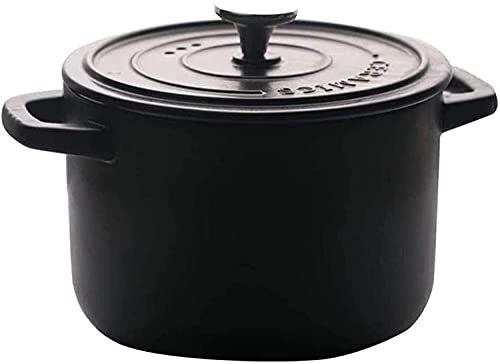 IUBGFTO Emaille-Suppentopf, Suppentopf, großer kreativer Auflauf, Keramik-Milchtopf, Küchensuppentopf, hohe Temperatur, Farbe: Schwarz