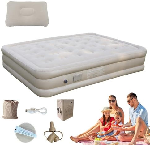 Whnbuij Aufblasbare Camping- für Zelte | Selbstinflierende Camping- mit verdicktem Doppelbett – Luxuriöse Luftmatratze mit integrierter Pumpe für den Außenbereich