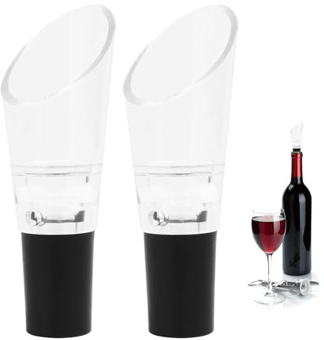 2pcs Beccucci Per Travasare Versatore Per Vino Di Alta Qualità Con Ventilazione, Compatibili Con La Maggior Parte Delle Bottiglie Di Vino, Facili Da Pulire, Plastica E Acciaio Inox