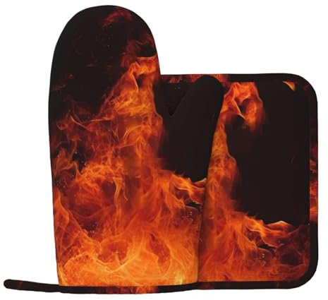 Dancing Fire Lot de 2 gants de cuisine et maniques antidérapants en silicone résistant à la chaleur