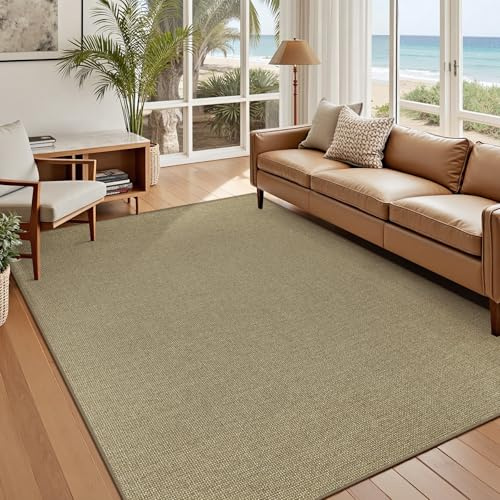 Easy Jute Rug 5x7 Natural Rugs: Washable Woven Area Rug Non Slip Non Shedding Indoor Outdoor Carpet for Living Room Bedroom Dining Room Farmhouse Patio (5'x7' Natural)