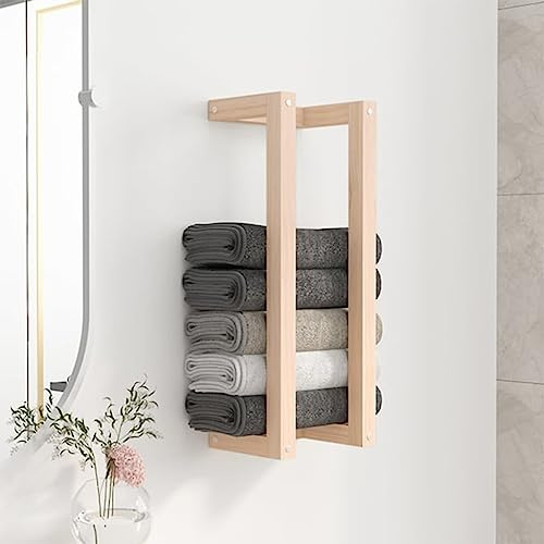 Handtuchhalter Wandmontage, Dekoleiter Stabil für Balkon, Badezimmer, Schlafzimmer, Platzsparend, Braun 23x18x60 cm Massivholz Kiefer