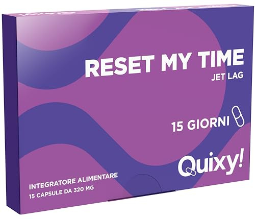 Quixy Reset My Time – Integratore Sonno con Melatonina, Valeriana, Escolzia, Griffonia e Vitamine B – Per Jet Lag, Turni Irregolari e Relax Notturno – 15 Capsule Made in Italy
