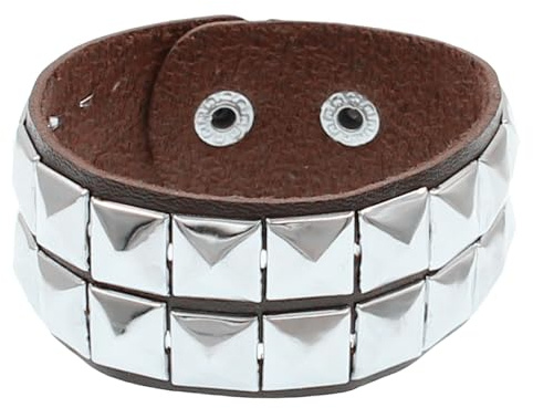 Pulsera Gótica De Cuero con Tachuelas para Hombre Y Mujer Pulsera Ancha De Cuero Unisex con Tachuelas Plateadas Pulseras Ajustables Brazalete Estilo Punk Rock Joyería De Halloween Regalo Marrón O