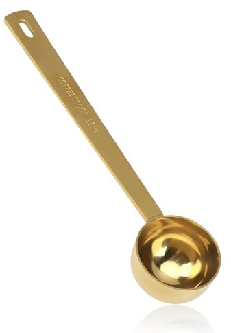 15ml Coffee Scoop Ritual Scoop Gold Finished Stainless Steel Measuring Spoon, Precision Coffee Scoops Long Handle Tablespoon Kitchen Spoon Measure for Collagen Supplements Coffee Milk Powder Sugar