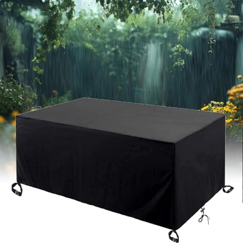UFGFYTT Wasserdicht Abdeckplane Gartenmöbel Winterfest 290x125x75cm/LxWxH Wasserdicht 420D Oxford Gewebe für Gartentisch Plane Schutzhülle Loungemöbel Sofa Terrassenmöbel Rechteckig