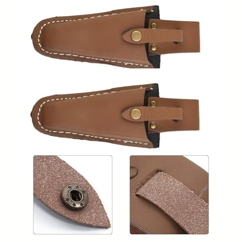 NEIQIUWING Pack de 2 fundas de piel para tijeras de precisión, bolsa de almacenamiento portátil, 205 mm de largo, color marrón claro