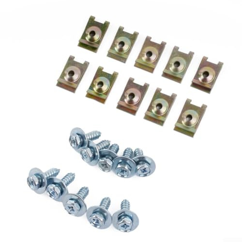 AugustknowU 20 Pcs Fastener Kit Sheet Metal Screw Clips with Nuts and Washers for Opel, Seat, Fender Liner & Underbody Mudguard Trim Installation