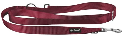 Petlando Hundeleine 2m leicht, Basic Comfort, Bordeaux, XS (230x1cm) | Für sehr kleine Hunde, 3-fach verstellbar, funktional, robust & pflegeleicht, zum Umhängen, hands free, Führleine