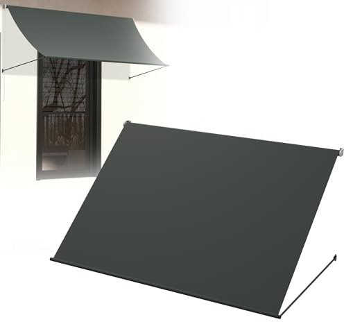 TATIVALO Fallarmmarkise Balkon 350 x 145 cm – Wandmarkise aus Aluminium & Polyester 180 g/m² – Sonnenschutz für Balkon, Terrasse & Fenster – Wetterfeste Balkonmarkise mit Wandmontage – Anthrazit