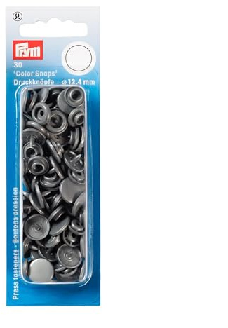 Prym 393145 Nähfrei Druckknopf Color Snaps rund 12,4 mm Silbergrau, Kunststoff, 12.4 mm