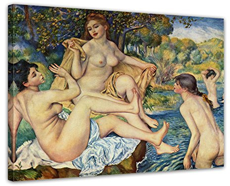 Bilderdepot24 Bild auf Leinwand | Pierre-Auguste Renoir Die großen Badenden in 70x50 cm als Wandbild | Wand-deko Dekoration Wohnung alte Meister | 180268-70x50