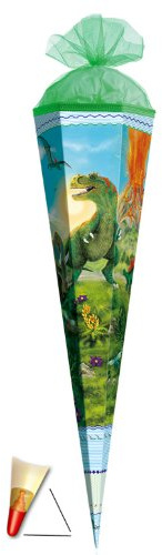 Schultüte - T-Rex 70 cm - mit Holzspitze/Tüllabschluß - Zuckertüte Roth Dinosaurier Dino Dinos Saurier Rex