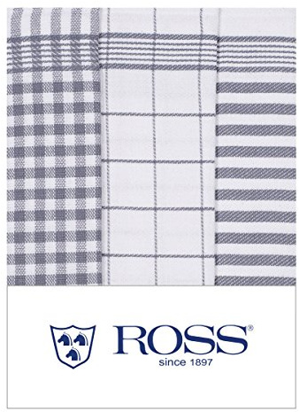 Ross 3er Pack Baumwoll-Geschirrtuch Exclusiv Silber 50 x 70 cm