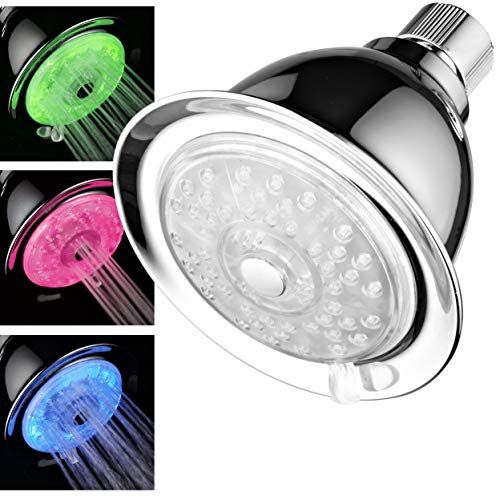 Luminex by PowerSpa 7-Color 4-Setting LED Shower Head with Air Jet LED Turbo Pressure-Boost Nozzle Technology LED Colors Change Automatically Every Few Seconds