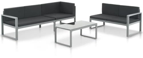 vidaXL Ensemble de Canapés de Jardin 3 pcs Aluminium Noir Terrasse Patio Sofa