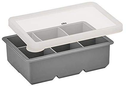 cilio Eiswürfelform BLOCKS mit Deckel, 6er, Silikon, cool grey | Eiswürfelbereiter, lebensmittelechtes Silikon, -30 °C bis +230 °C, spülmaschinenfest, BPA-frei, mit Schutzdeckel