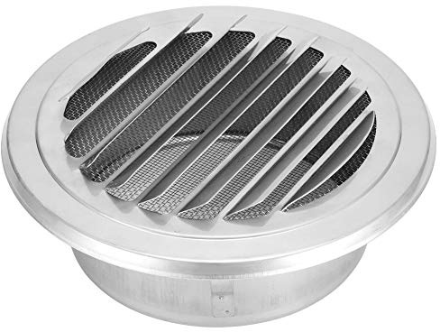4.9In Round Stainless Steel Flat Vent Grille Cover, Ventilation Pipe Cover with Fly Screen, Flat Grille Duct Vent Hood for Exhaust Hood Hole, Ventilator Hole, Ventilation Outlet Silver