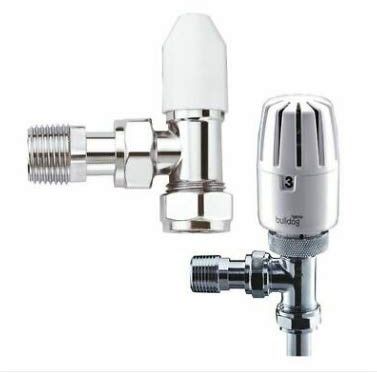 Pegler Bulldog 15mm Angled TRV Thermostatic Radiator Valve & Lockshield Pack x 1