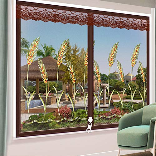 Liveinu Zanzariera Cerniera Per Porte Finestre Tenda Zanzariera Con Cerniera Rete Anti Zanzare Zanzariera 90x120cm Foglie Marrone