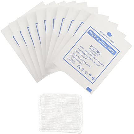 Healifty 30pcs 5cm x 5cm Non Woven Cotton Gauze Pads Sterile Dressings for Home Outdoor