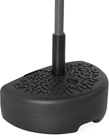 Alice's Garden - Demi-Pied de Parasol Plastique – Base remplissable pour Demi-Parasol. Motif Feuillage. Noir