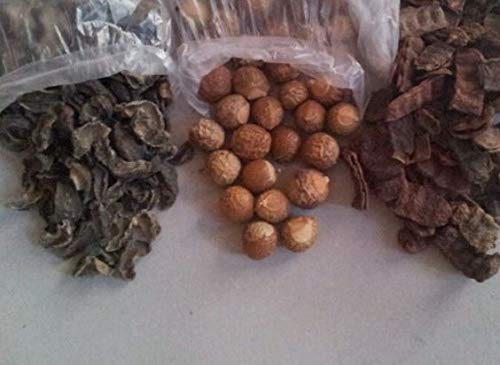 Golden Drops Dry Whole Amla Reetha Shikakai Soapnut Gooseberry Acacia Concinna (250 gm Each)