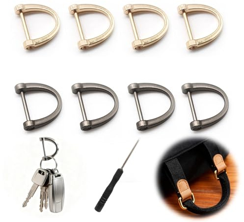LERANXIN 8 Piezas de Hebillas con Tornillo de Anillo en D Accesorios de Bolsa de Anillo en D para Coser para Correas de Bolso, Mochilas, Accesorios de Equipaje