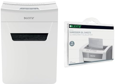 Leitz IQ 6M Premium Aktenvernichter P5 für Büro und Zuhause & Ölblätter, 12 Stück, für IQ und Andere Marken, 80070000