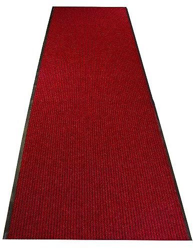 uyoyous 90x300cm Teppich Läufer Flur Fußmatte Schmutzläufer mit Rutschfester Rücken Schmutzfangmatte Teppichläufer für Räumen, Korridoren, Eingangsbereichen - （Rot，Rechteck）