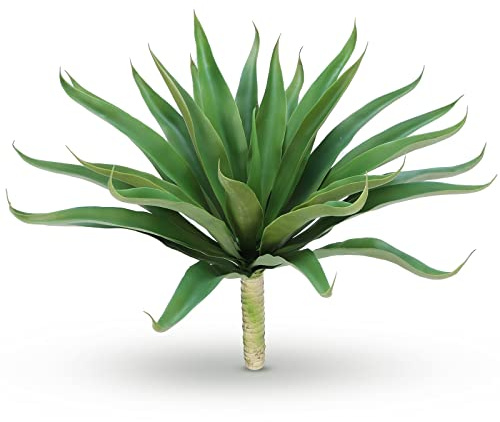 Velener Agave sempreverde artificiale non in vaso, grande, 27 foglie, larghezza 55,9 cm, design ondulato, grandi piante da appartamento per interni, decorazione per la casa, decorazione natalizia