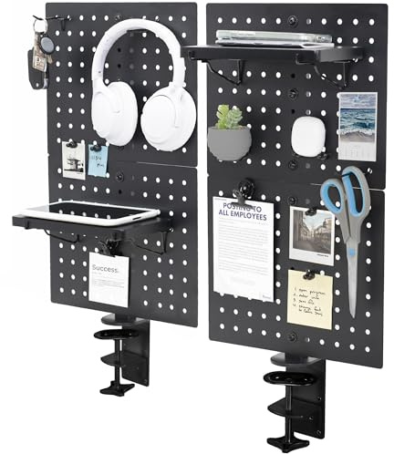 VIVO Tablero de clavijas de escritorio de acero, panel de privacidad de 24 x 20 pulgadas, tablero magnético, organizador de accesorios de oficina, encima o debajo del escritorio, negro, PP-DK24B