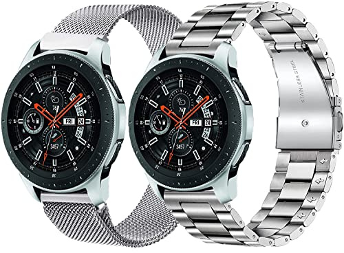 OTOPO Metallarmband Kompatibel Galaxy Watch 3 45mm/Galaxy Watch 46mm 2018/Gear S3 Frauen Männer, 22mm Edelstahl Uhrenarmband für Amazfit GTR 47mm/Huawei GT2 Pro/GT2e/Huawei Watch 3/3 Pro/4/4 Pro 2Pack