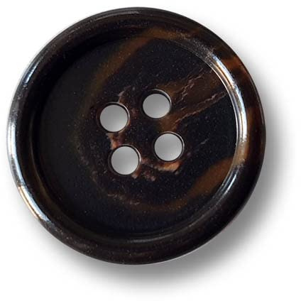 15er Set dunkelbraun gefederte Knöpfe in Büffelhorn Optik/klassische Form (Ø: ca. 15mm) (Ø: ca. 20mm)