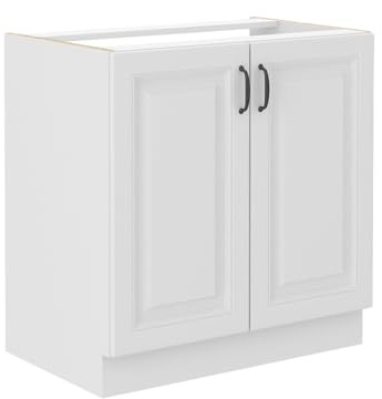 Mirjan24 Küchenschränke Retroline Unterschrank Hängeschrank Spülenunterschrank Herdumbauschrank Eckunterschrank Backofenschrank Küchenzeile (Weiß, Unterschrank 80 ZL-2F BB)