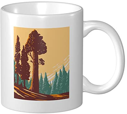 La secuoya gigante más grande en Grant Grove Kings Canyon National Park California Taza de café 11 oz Tazas de impresión de doble cara Taza de té para grandes regalos Oficina Hogar Tazas de café