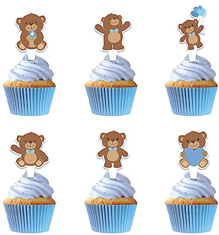 Weenkeey 36 pezzi Orso Cupcake Toppers Orso decorazione torta Baby Bear Cupcake Picks per Baby Shower Ragazzi Ragazze Festa di compleanno