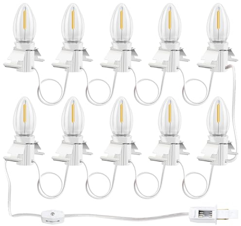 Sousery Weihnachtsdorf-Lichter mit 10 warmweißen LED-Leuchtmitteln, Dekoration für Dorfhäuser, Weihnachten, Halloween, C7, Weihnachtsdorf-Licht