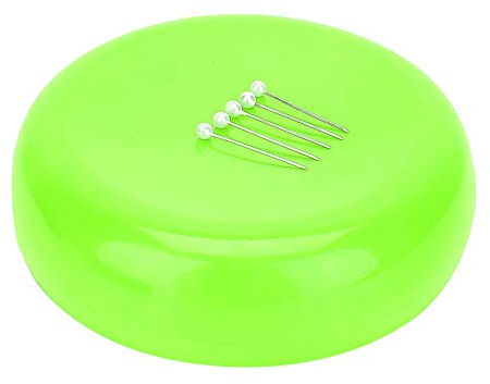 Round Magnetic Pin Cushion Sewing Needle Holder, Storage Case Household Supplies, Paper Clips for Office Supplies School Personal Document Organizing Classifying (Green)