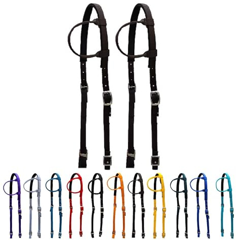 Majestic Ally nylon vadderad glidande enkelörat huvudstall för hästar – set med 2 – flera färger (choklad, full)