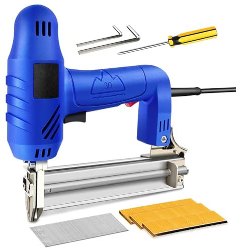 Electric Nailer Gun, 2 in 1 Heavy Duty Staple Gun 15-32mm 18 Gauge for Upholstery, Carpentry, Woodworking - Contact Safety, DIY Project Essentials