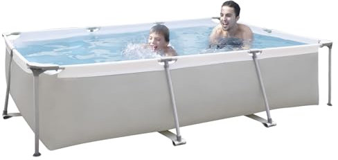 Crystals 10 Ft / 3701 Ltr Rectangular Large Frame Above Ground Swimming Pool - Grey