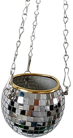 Disco Ball Planter - Hanging Plant Planters - Boho Style Mirror Decorative Hanging Flower Pot with Robust and Sturdy Hook and 3 Metal Chain Suitable for Indoor Plants Home & Room Decor/78 ( Color : Mi