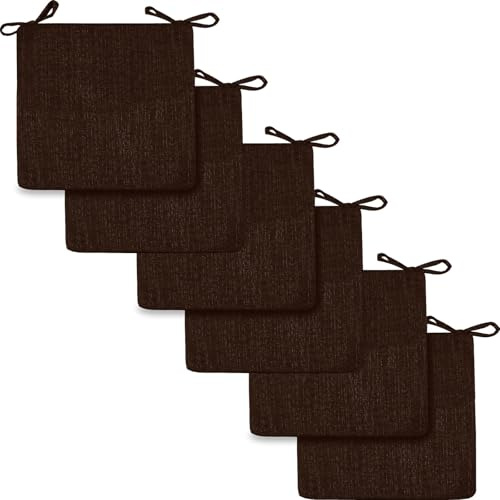 2/4/6er Set Sitzkissen Stuhl Waschbares Stuhlkissen mit Bindeband 40x40/45x45/50x50cm Rutschfestes Sitzpolster halbrund geeignet for Gartenstuhl, Esszimmerstuhl oder Bürostuhl(Light coffee,6pcs:45x45x